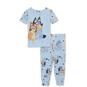 Boys Girls SNUG-FIT Cotton Shirt Pant PJs Bluey Spring Summer Size 2T NEW Pajama